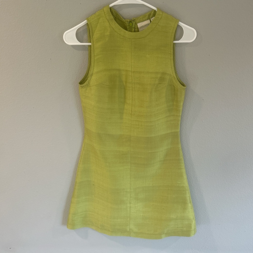 Julia Amory green silk a line dress